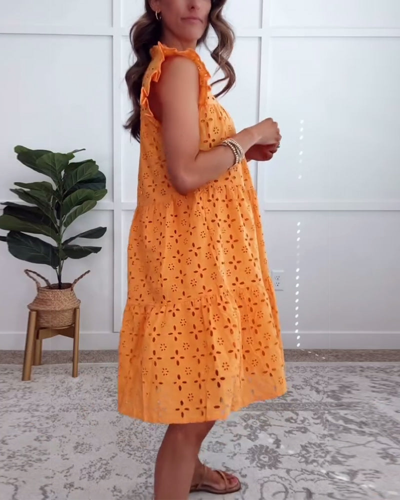 Robe Lotus Feuille Manches Jeans