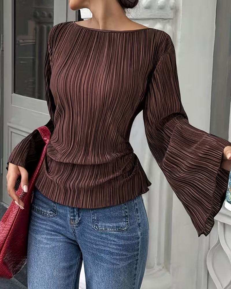 Blouse Uni Manches Évasées
