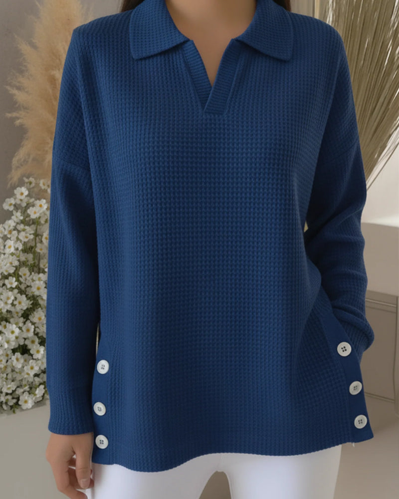 Sweat À Col Polo Avec Texture Gaufrée