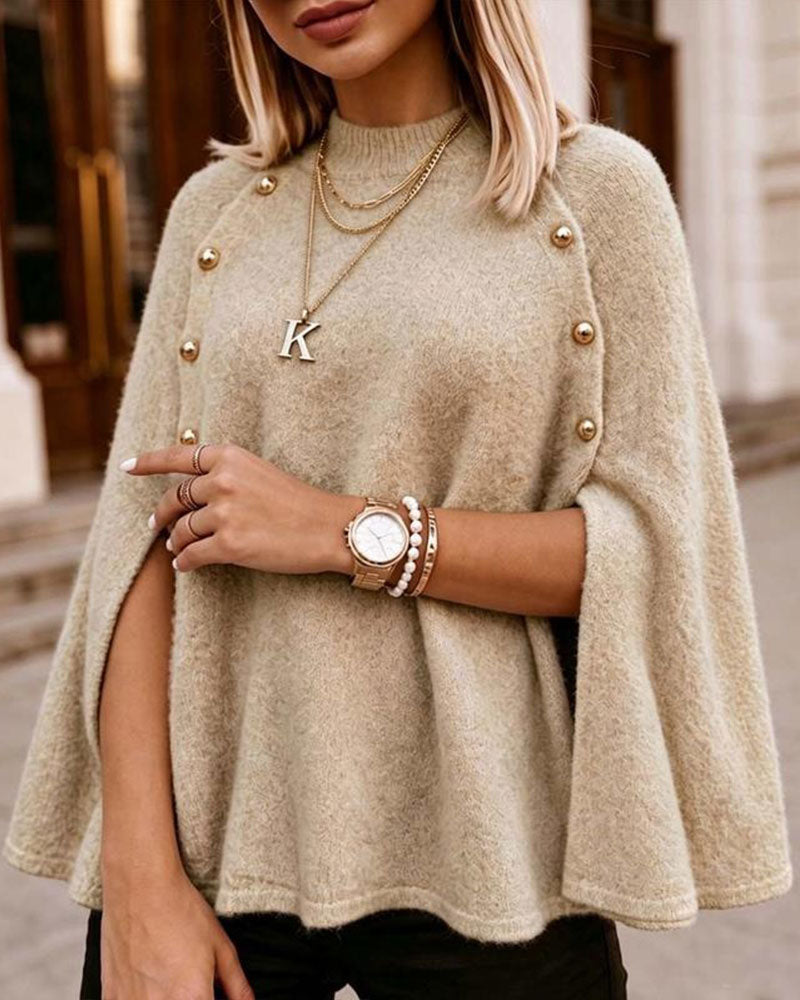 Pull Col Haut Boutonné Fente