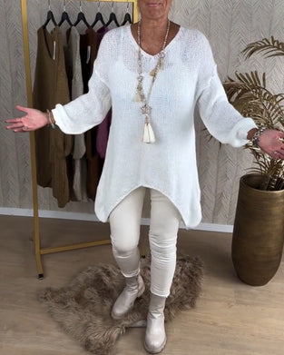 Pull décontracté de couleur unie irrégulière