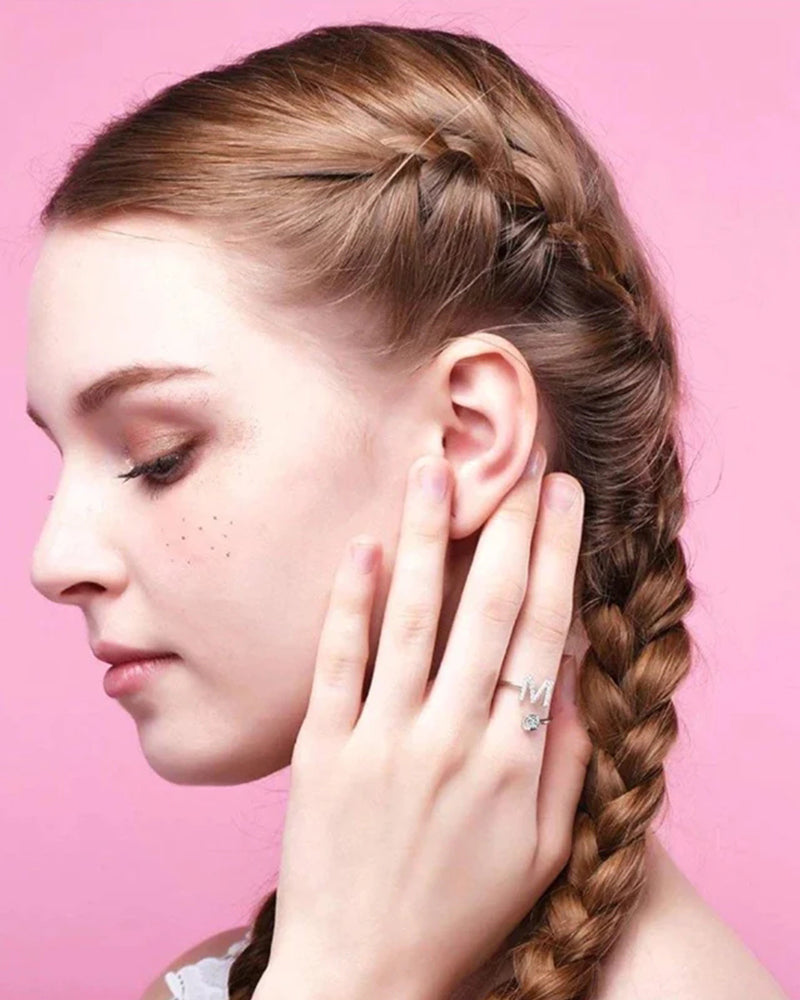 Bague ouverte en zircone avec initiales