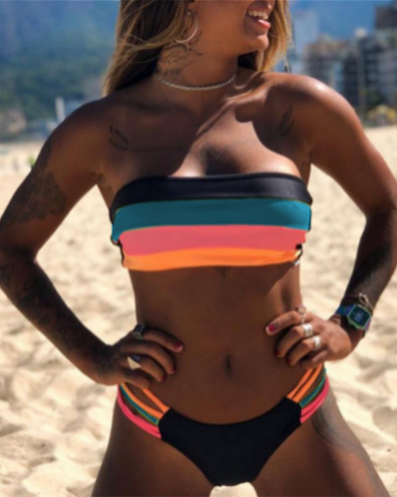 Bikinis Sexy à Blocs de Couleurs