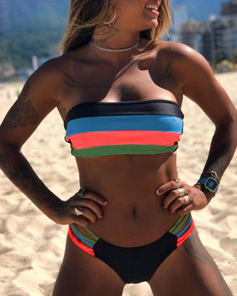 Bikinis Sexy à Blocs de Couleurs