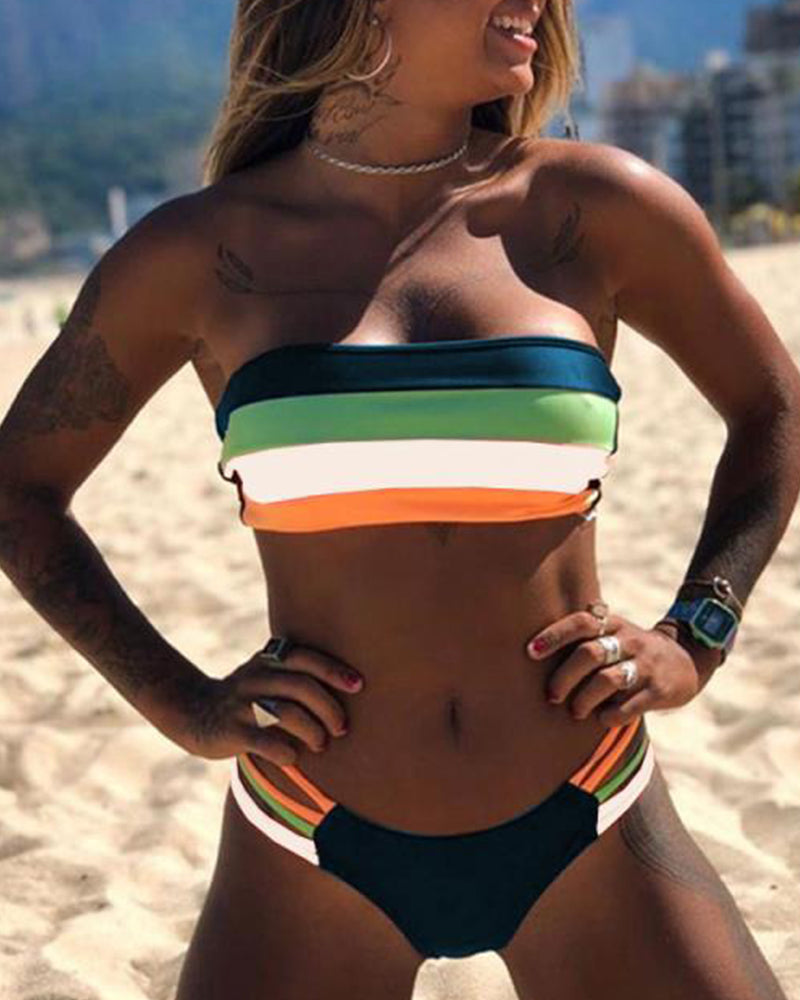 Bikinis Sexy à Blocs de Couleurs