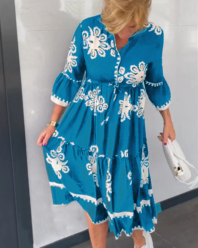 Robe à imprimé floral et manches 3/4