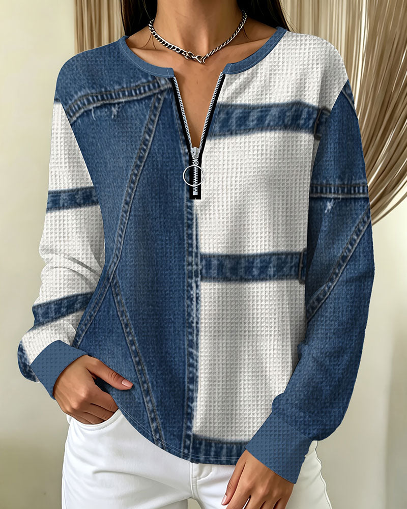 Haut Demi-Zip Décontracté Design