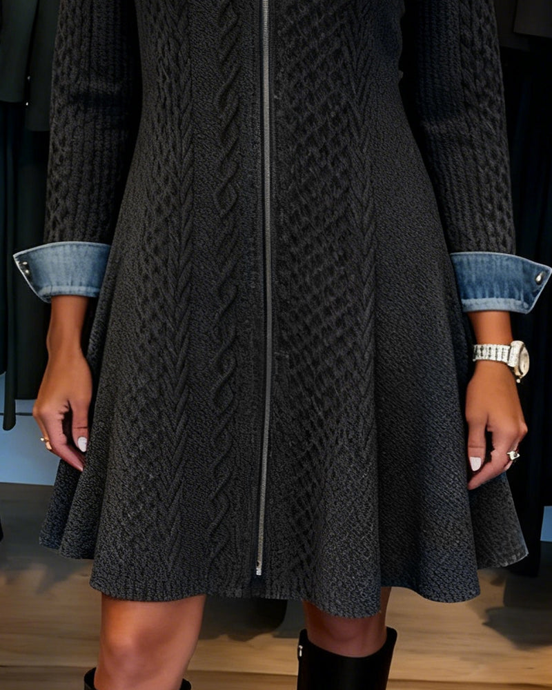 Robe Avec Revers En A-Plat Et Fermeture Éclair