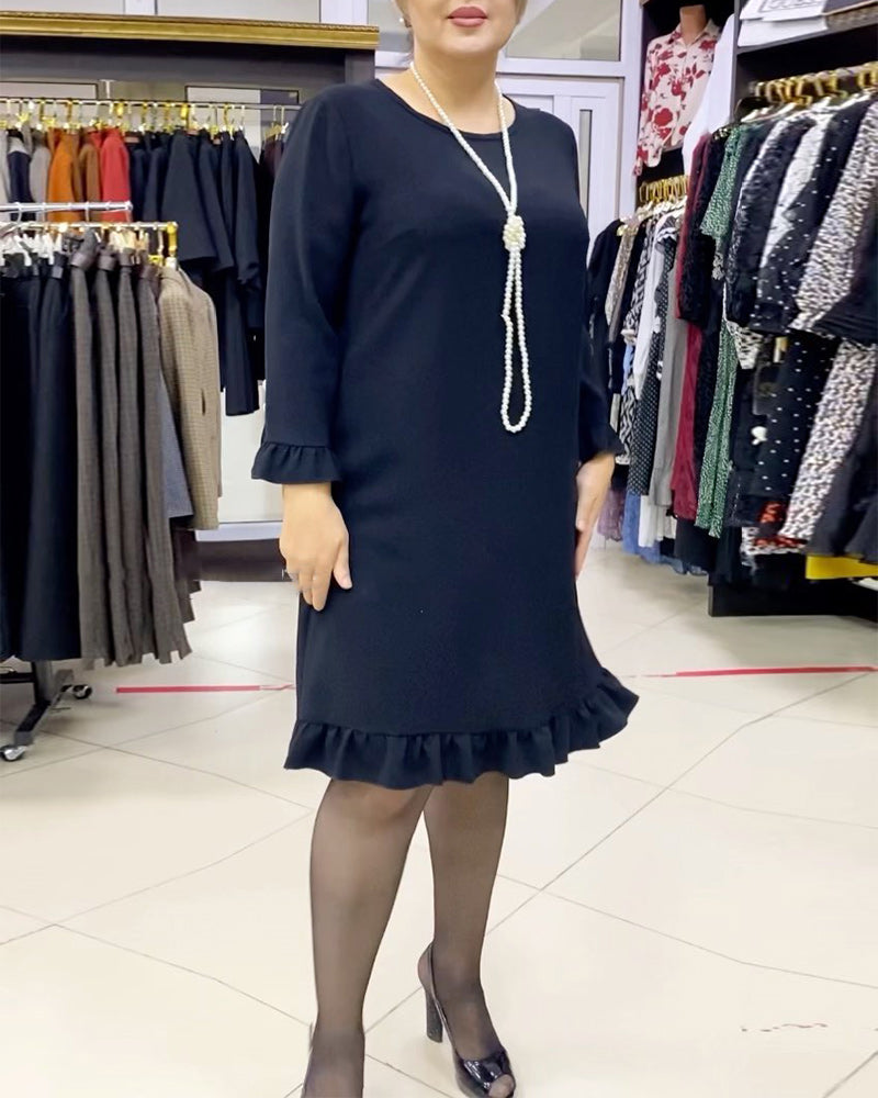 Robe unie à volants patchwork