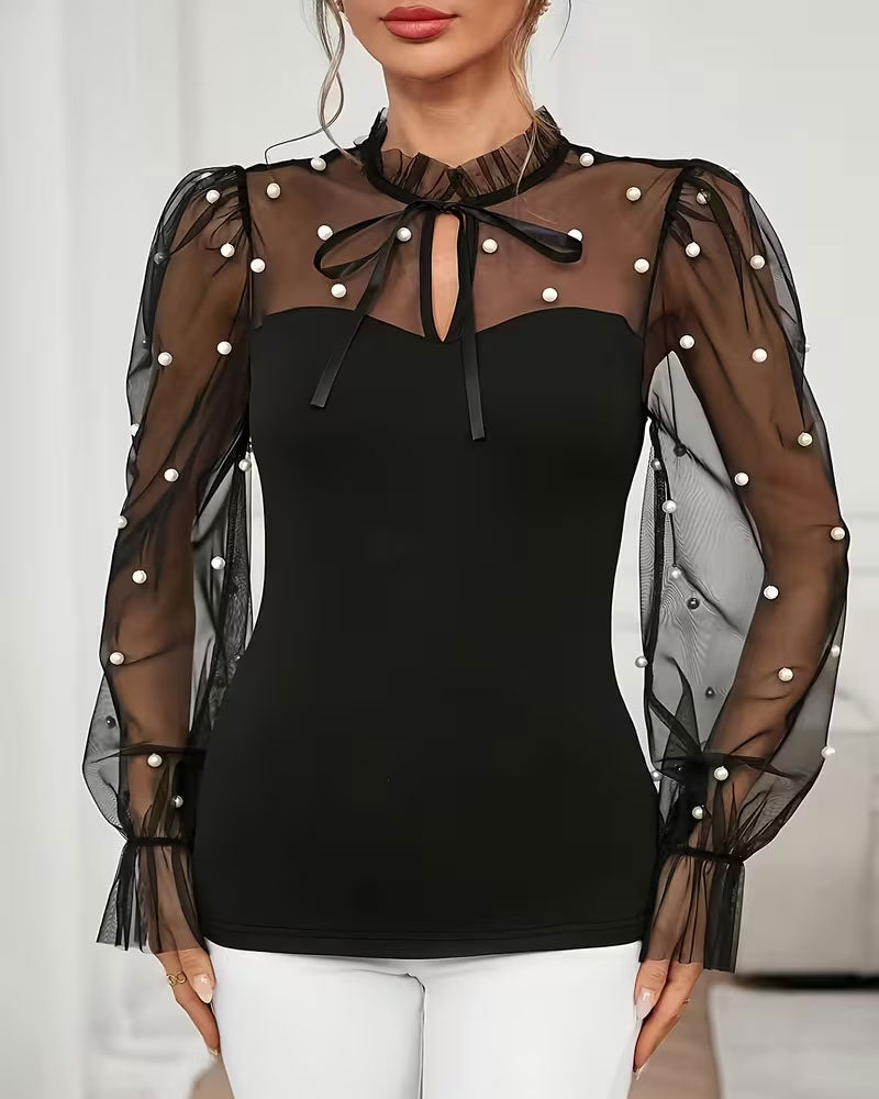 Blouse Unie Manche Bouffante Tendance