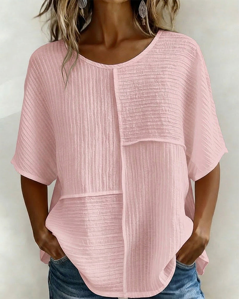 Haut Vertical Texturé Patchwork Lâche
