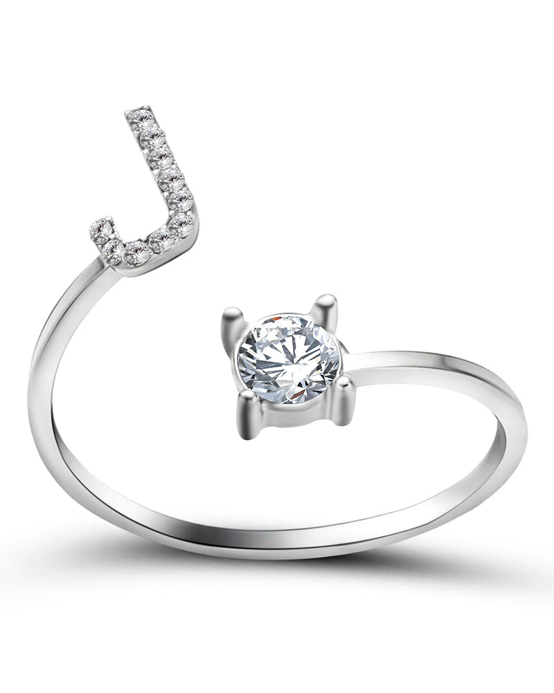 Bague ouverte en zircone avec initiales