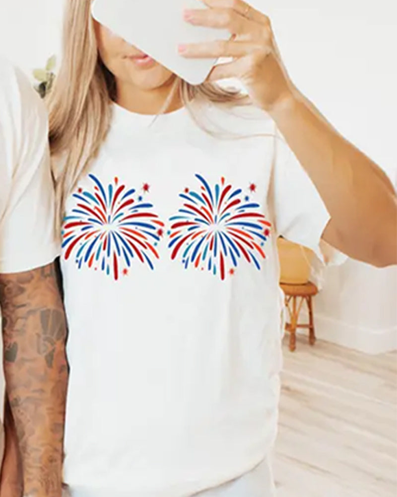 T-Shirt Décontracté À Col Rond Imprimé