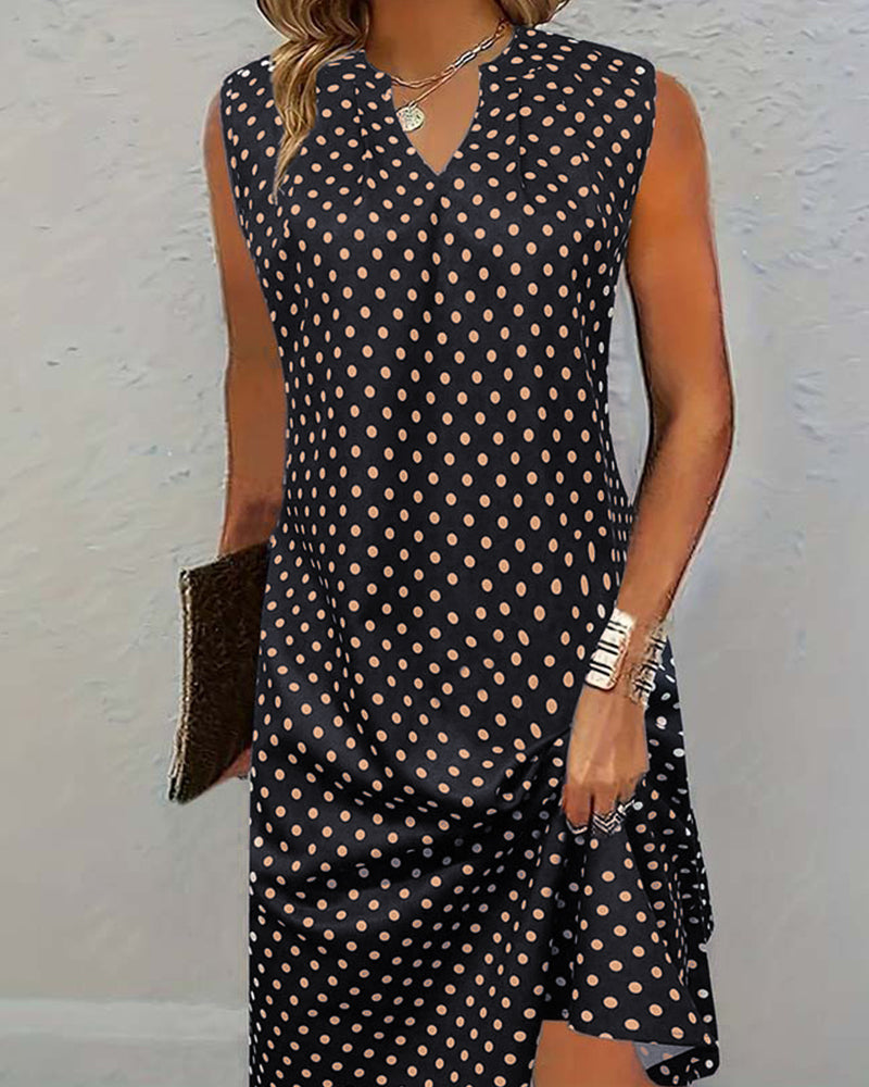 Robe élégante sans manches à imprimé à pois
