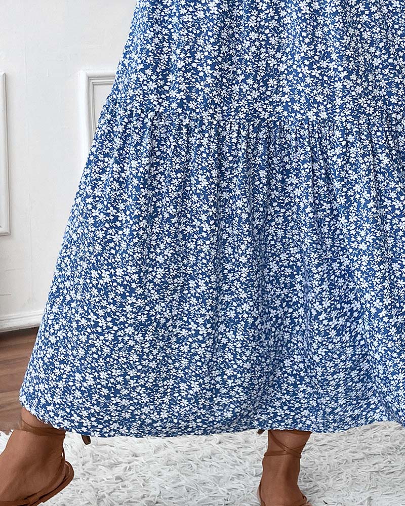 Jupe Superposée Petit Imprimé Fleur Ligne A Longue