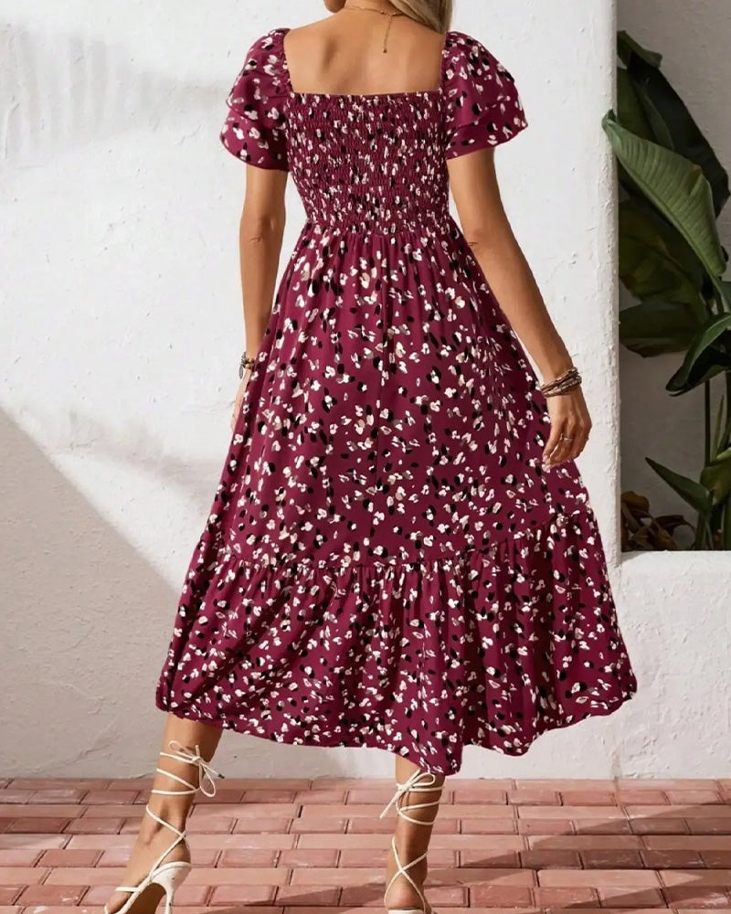 Robe Manche Papillon Cintrée Plissée Ligne A