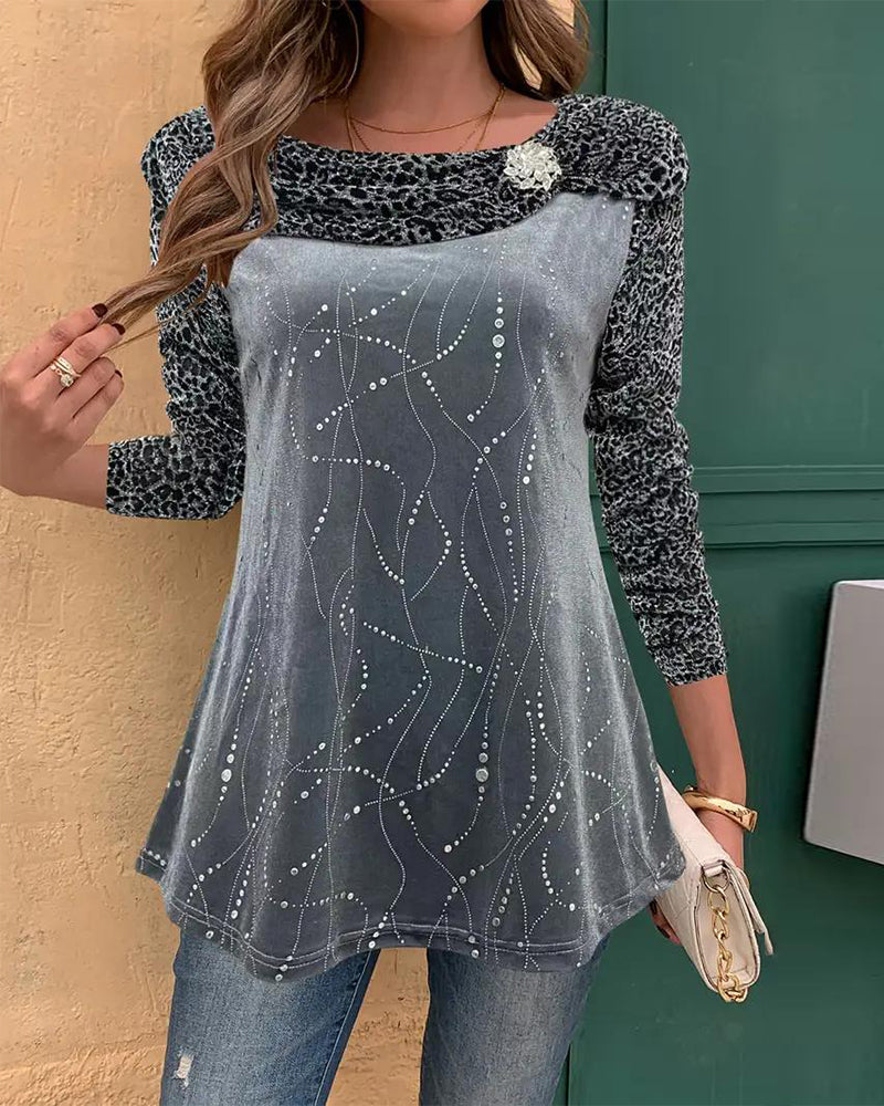 Haut À Manches Longues À Imprimé Léopard