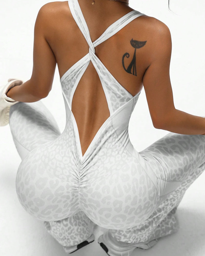 Combinaison De Yoga Léopard Sculptante