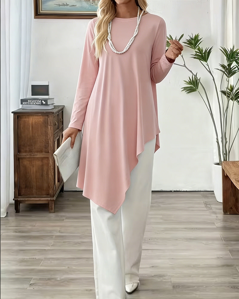 Haut Asymétrique Mi-Long Uni