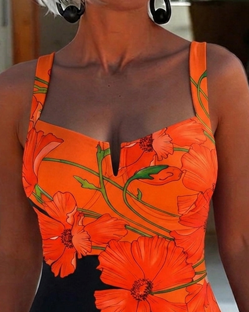 Maillot De Bain Une Pièce Vacances Col Carré