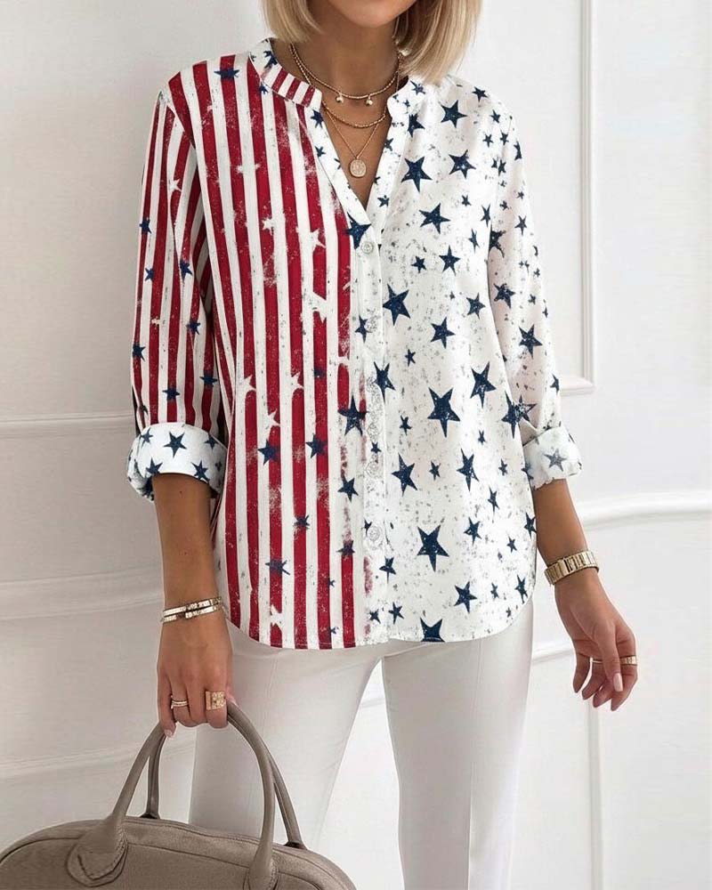 Blouse Col V Manches Trois-Quarts