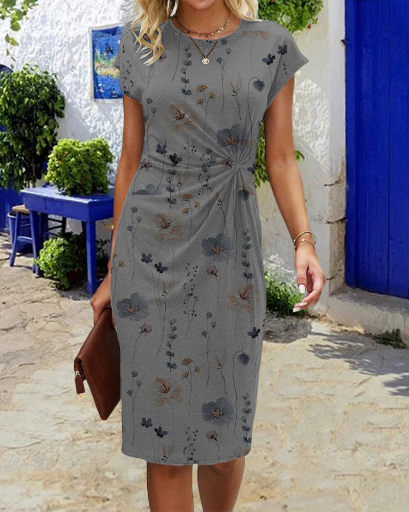 Robe à imprimé floral et manches courtes