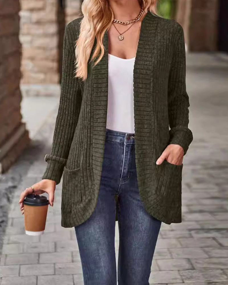 Manteau Brossé Décontracté Manche-Longue