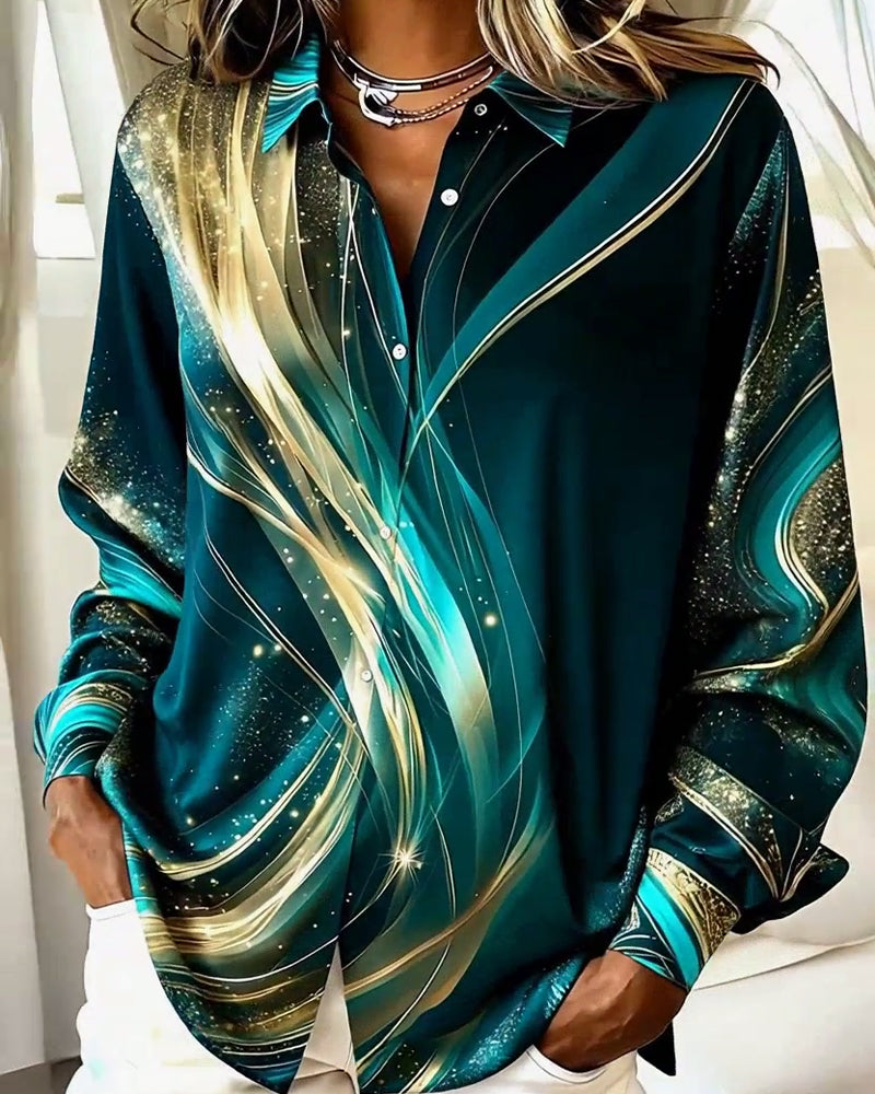 Chemise décontractée à manches longues et à motifs scintillants