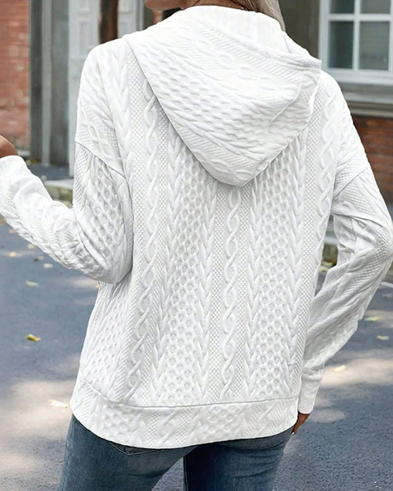 Hoodie Bouton Poche Décontracté