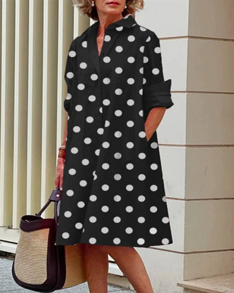 Robe style chemise imprimé pois