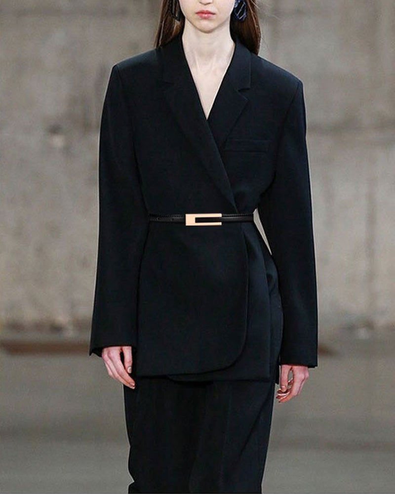 Ceinture fine simple de couleur unie rétro