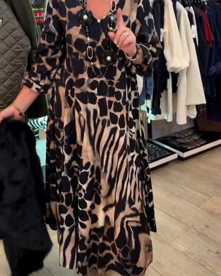 Robe Léopard Zèbre Ample Manche Longue