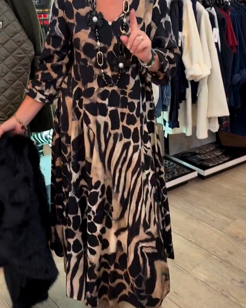 Robe Léopard Zèbre Ample Manche Longue