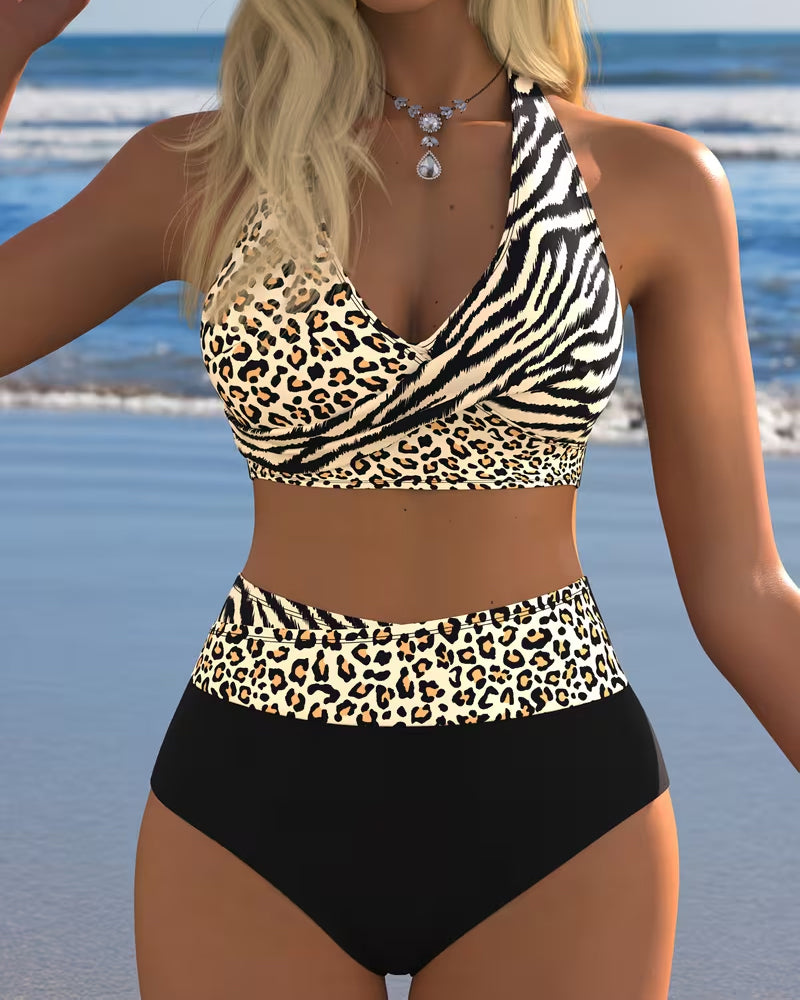 Bikini Taille Haute Léopard Zèbre Imprimé