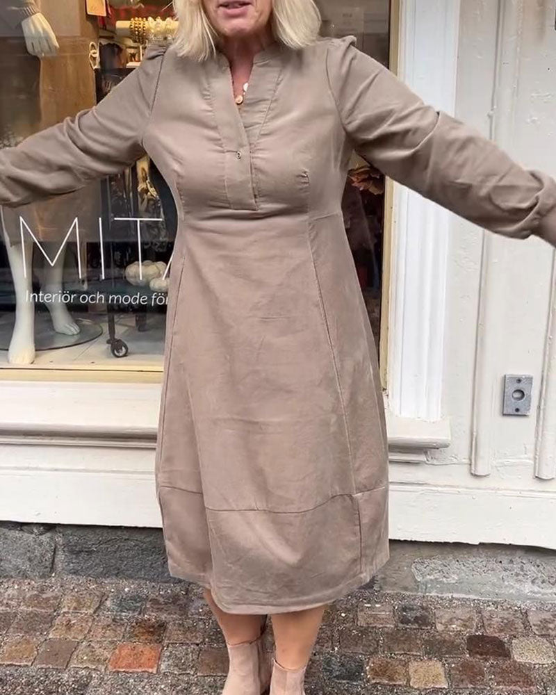 Robe décontractée rétro à manches longues