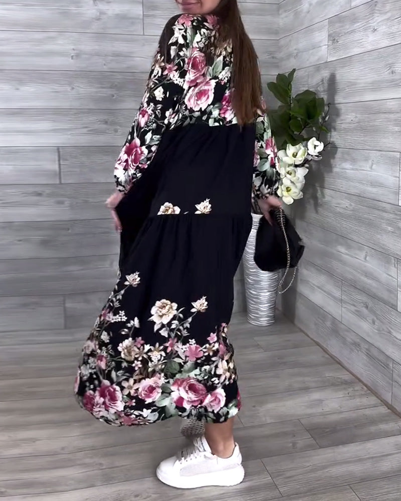 Robe Imprimé Fleuri Décontractée Manches Lanternes