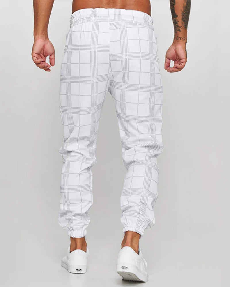Pantalon décontracté à carreaux pour hommes