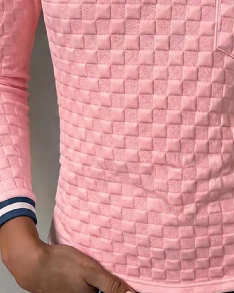 Haut Carreau Bloc De Couleur Manche Longue
