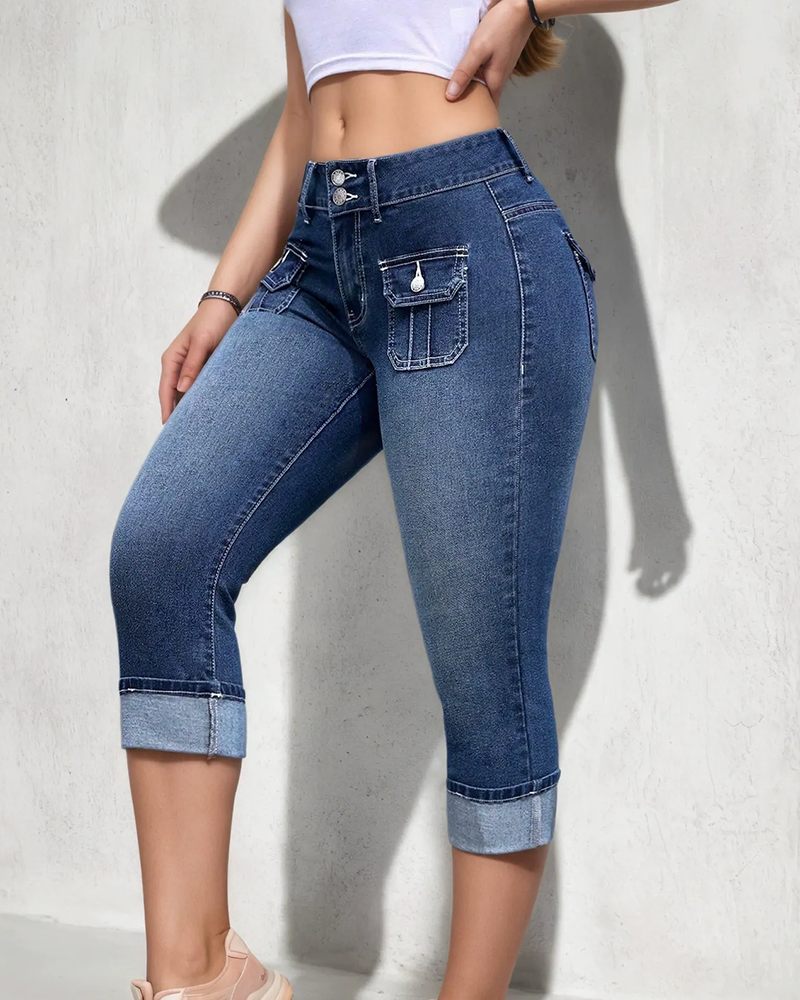 Jean Décontracté Poche Cropped