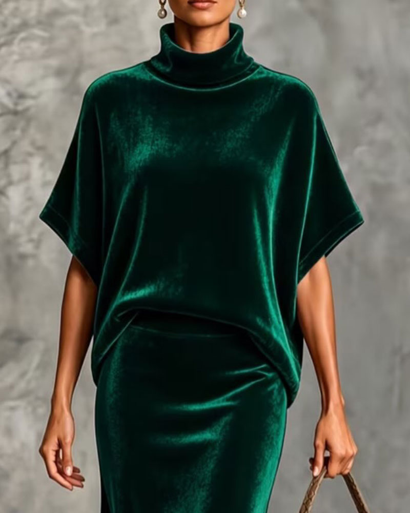 Robe Col Haut Chauve-Souris Manches Courtes Queue De Poisson