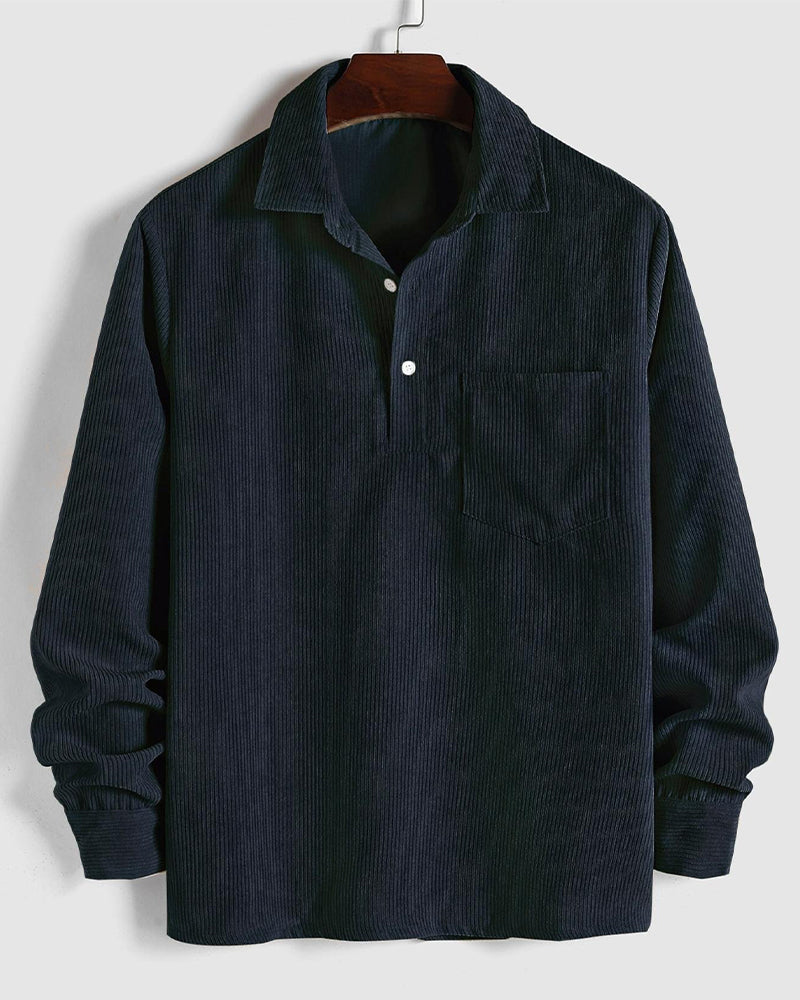 Blouse Homme Unie Revers Bouton