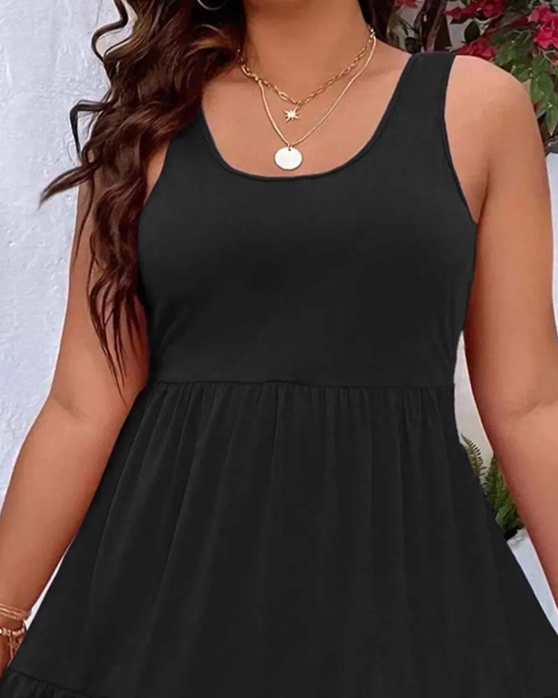 Robe Double Couche À Volants Superposés Débardeur