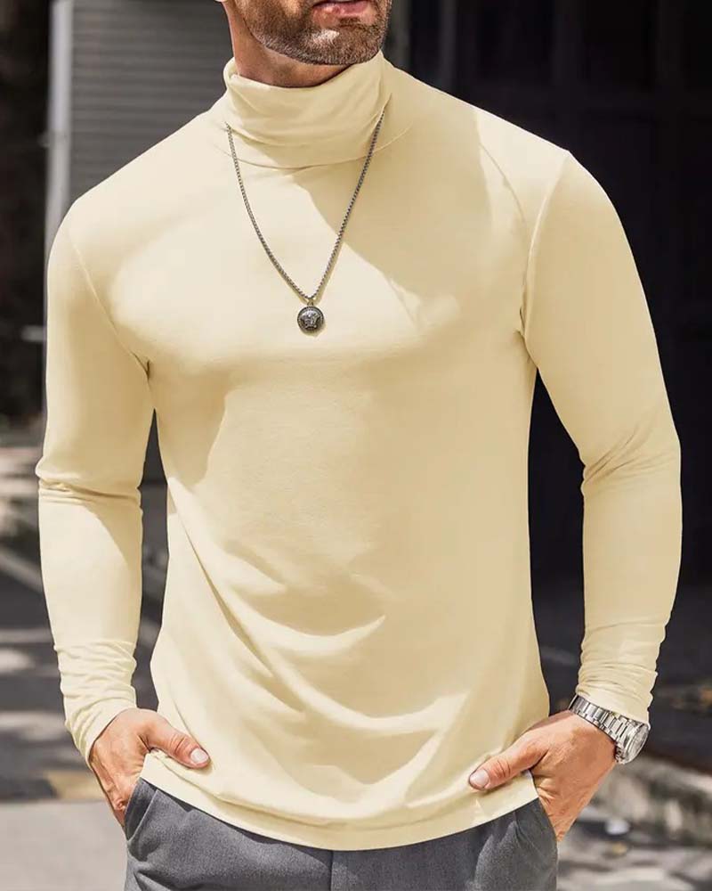 Blouse Col Haut Slim Fit Unie Homme