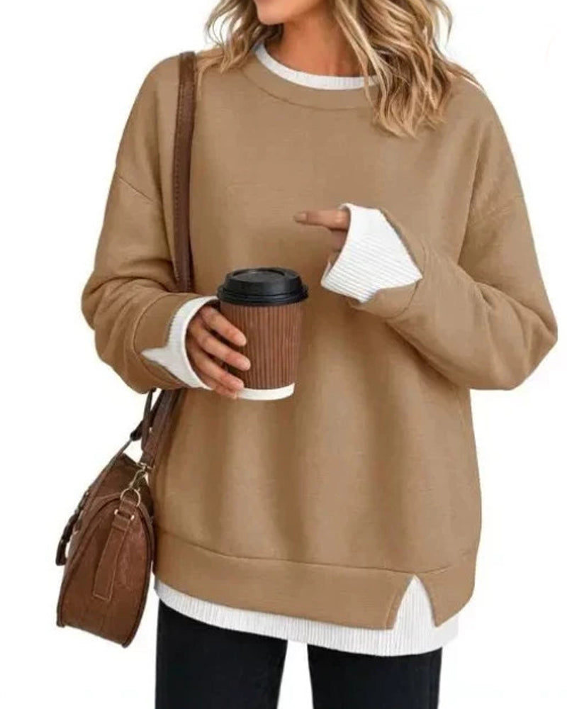 Sweat Faux Superposé Ample Manche Longue