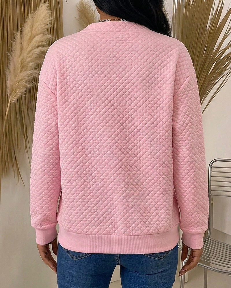 Manteau Uni À Carreaux Manches Longues