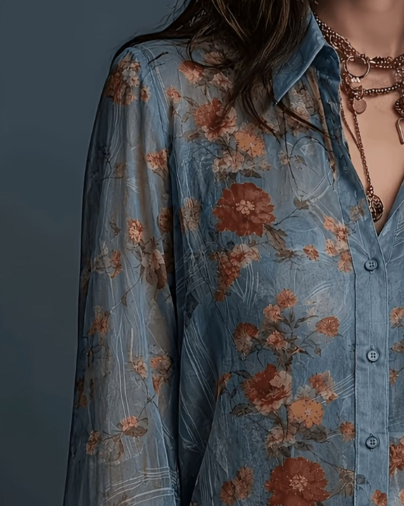 Blouse Florale Volant Revers