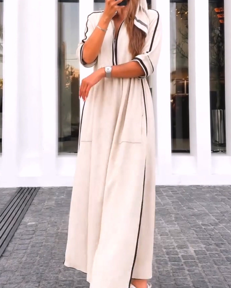 Robe Revers Poche Fente