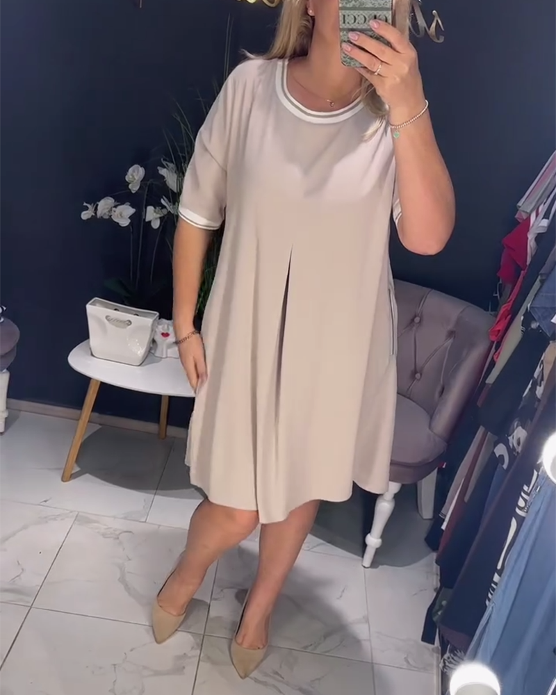 Robe décontractée élégante col rond poche