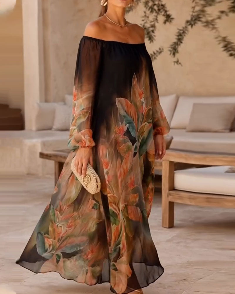 Robe À Épaules Dégagées À Dégradé Floral
