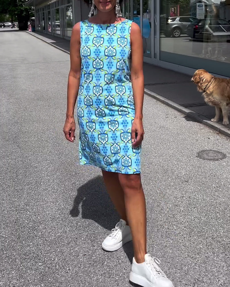 Robe slim imprimée sans manches